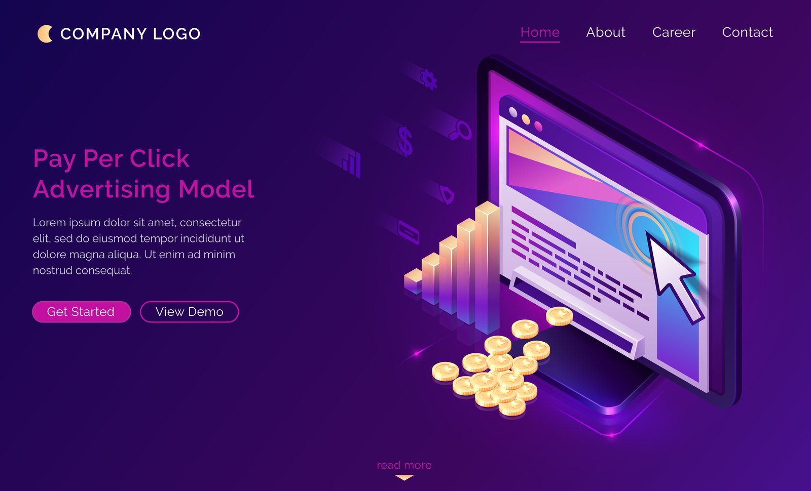 Pay per click isometric landing page